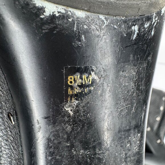 Vintage‎ Y2K 90s Whimsigoth Y-Not? Black Leather Studded Clogs Sz 8 Chunky Heels - Picture 9 of 10